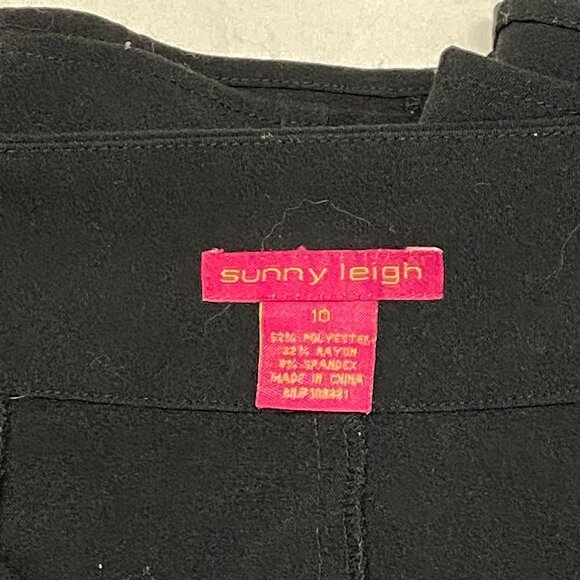 Sunny Leigh Vintage Black Midi Skirt Belt Gored Swirl Hem Classic Retro Style 10 - Picture 8 of 9